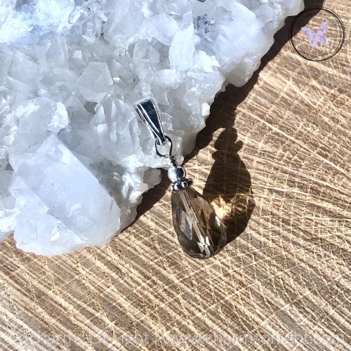 Smokey Quartz Faceted Teardrop Pendant